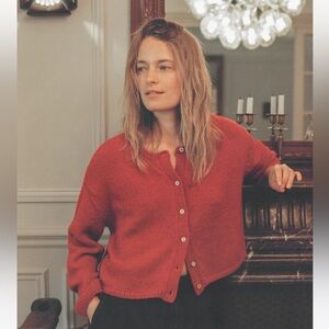 Everyday Cardigan, Baby Alpaca, Tomato XS/S